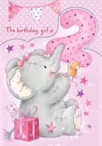 Tap to view Birthday Girl is 2 Elephant Birthday Card