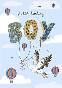 Tap to view Hello Baby Boy Stork Card