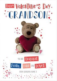 Tap to view Barley Bear Grandson Valentine's Personalised Card