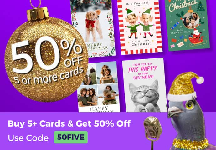 Buy 5+ Cards & Get 50% Off
