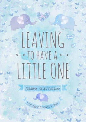 Button Nose Leaving To Have A Baby Card Little Boy Blue