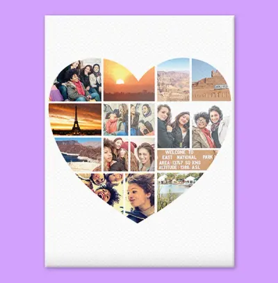 Multi Photo Heart Canvas Portrait