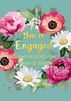 Youre Engaged Floral Wreath Card