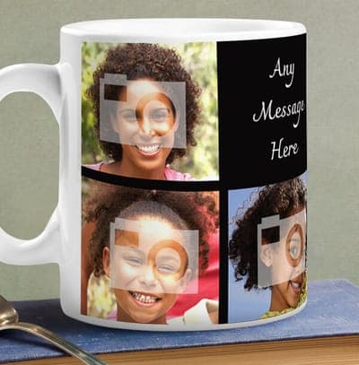 Personalised Mug 7 Multi Photo Upload With Text Black