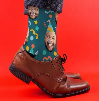 Party Hat Novelty Photo Upload Socks