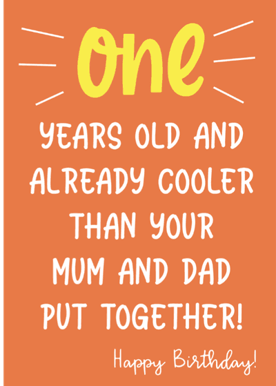 Cooler Than Mum And Dad 1st Birthday Card