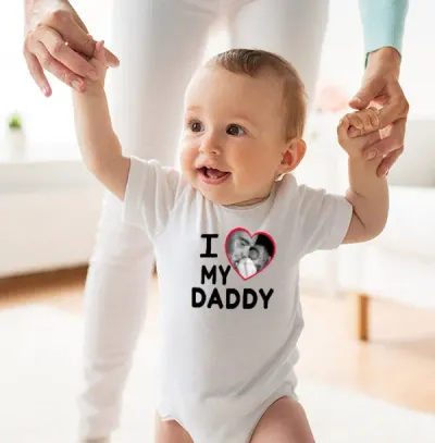 I Love My Daddy Photo Upload Personalised Baby Grow