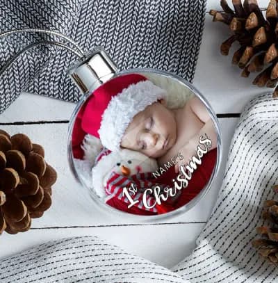 Babys 1st Christmas Photo Bauble