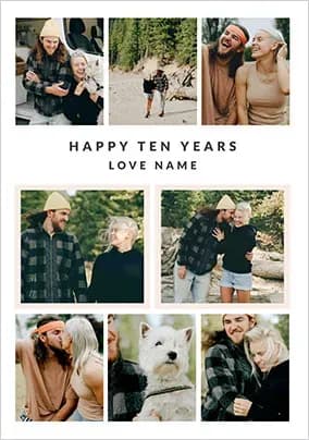 Happy Ten Years 8 Photo Anniversary Card
