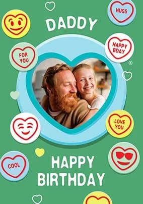 Swizzels Love Hearts Daddy Birthday Photo Card