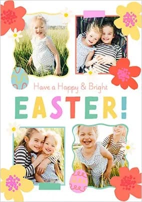 4 Photo Happy And Bright Easter Card