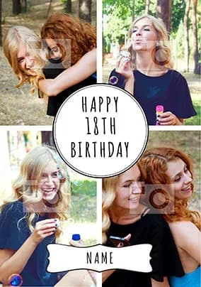 Essentials 18th Birthday Card 4 Photo Upload