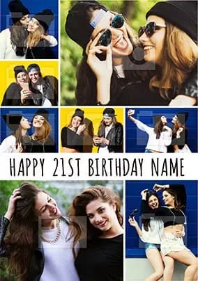 Essentials 21st Birthday Card Multi Photo Upload