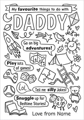 Colour In Portrait Fathers Day Card For Daddy