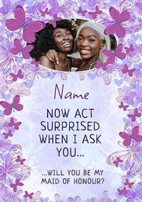 Flutterby Photo Upload Maid Of Honour Card