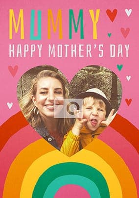 Mummy Rainbow Photo Upload Personalised Card