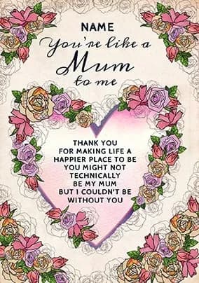 Like A Mum To Me Personalised Card