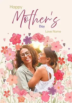 Painted Floral Mothers Day Personalised Photo Card