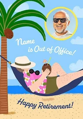 Out Of Office Photo Upload Beach Retirement Card