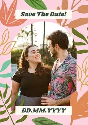 Save The Date Botanical Print Photo Card