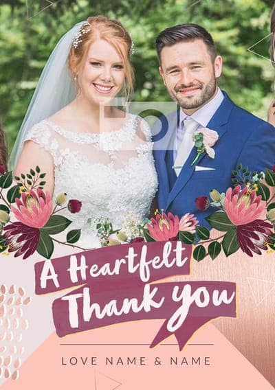 A Heartfelt Thank You Wedding Photo Card