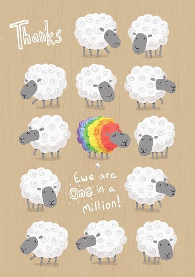 Ewe Are One In A Million Thank You Card