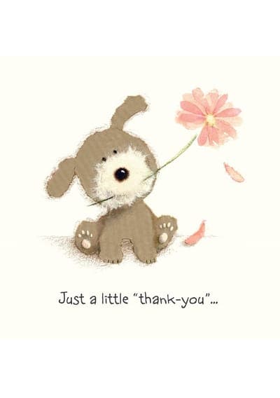 Cute Dog And Flower Thank You Card