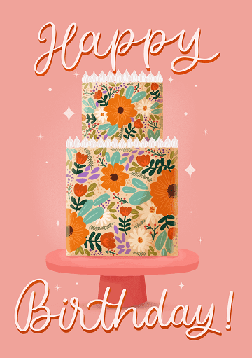 Floral Birthday Cake Card