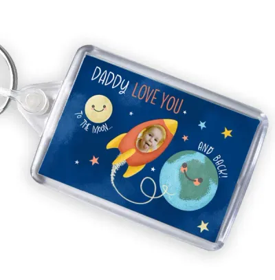 Daddy Love You To The Moon And Back Photo Upload Keyring