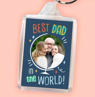 Cancer Research Uk Best Dad In The World Photo Upload Keyring