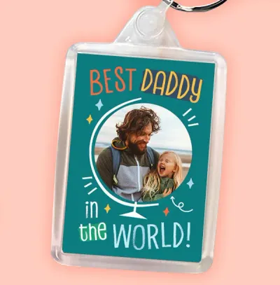 Cancer Research Uk Best Daddy In The World Photo Upload Keyring