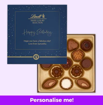 Personalised Happy Birthday Lindt Chocolate Box 143g