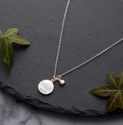 Two Initials And Date Star Charm Necklace Personalised