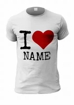I Heart Personalised T Shirt Black Text