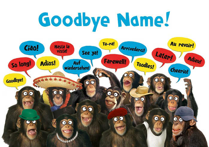 Monkeys goodbye card cover