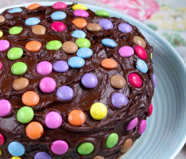 Chocolate Smarties Birthday Cake