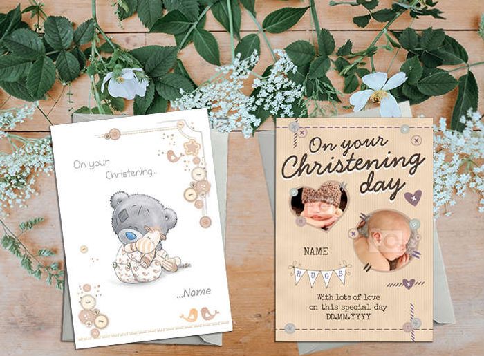 Christening Cards on a table