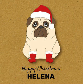 Pug boots happy Christmas card