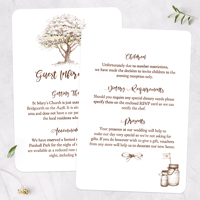 Wedding Guest Information Card