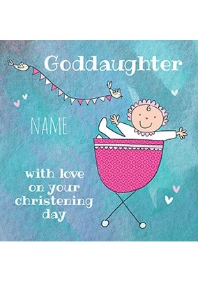Personalised Christening Card for Boys Girls Godmother Godfather Invitations 