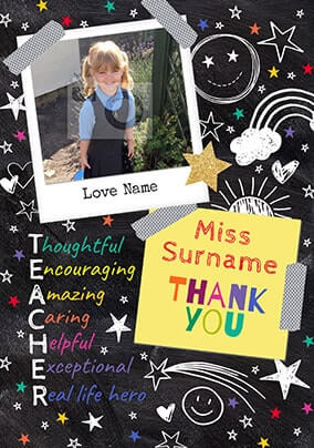 School Mrs Mr Miss Personalised Handmade Teacher Heart Thank You Card 