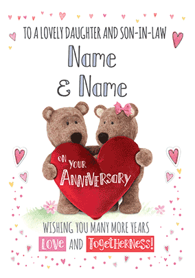 Barley Bear - Daughter & Son-In-Law Anniversary Personalised 3D Card