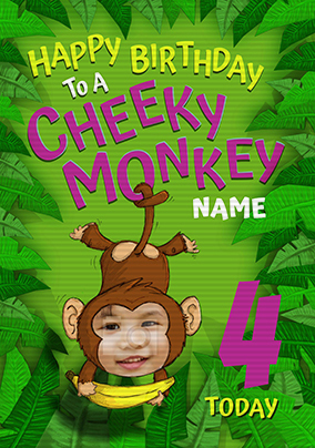 Flip Reveal Monkey Photo Birthday Card