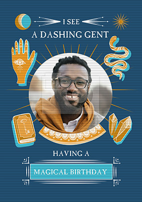 Flip Reveal Dashing Gent Photo Birthday Card