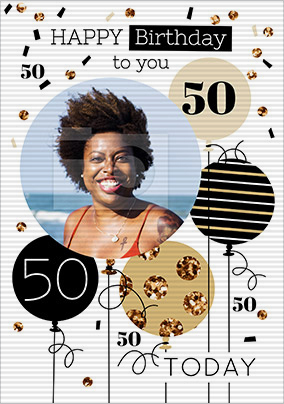Flip Reveal 50th Photo Birthday Card