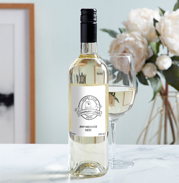 Company Logo and Text White Wine