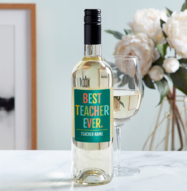 Best Teacher Ever Personalised White Wine