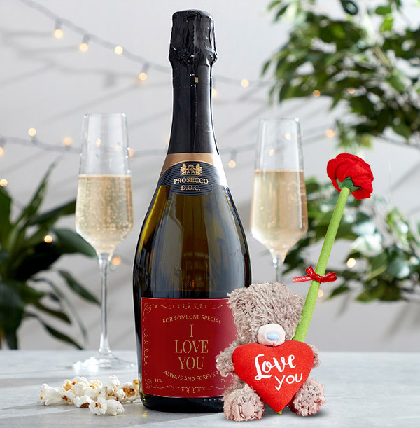 Love You Tatty Teddy Bear and Prosecco Gift Set
