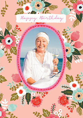 Happy Birthday Photo Floral Card