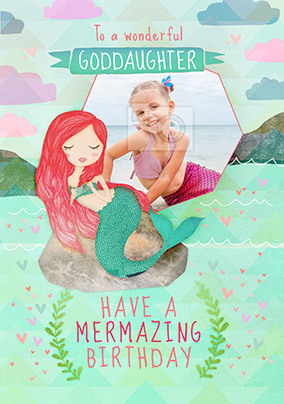 Goddaughter Mermazing Birthday Photo Card